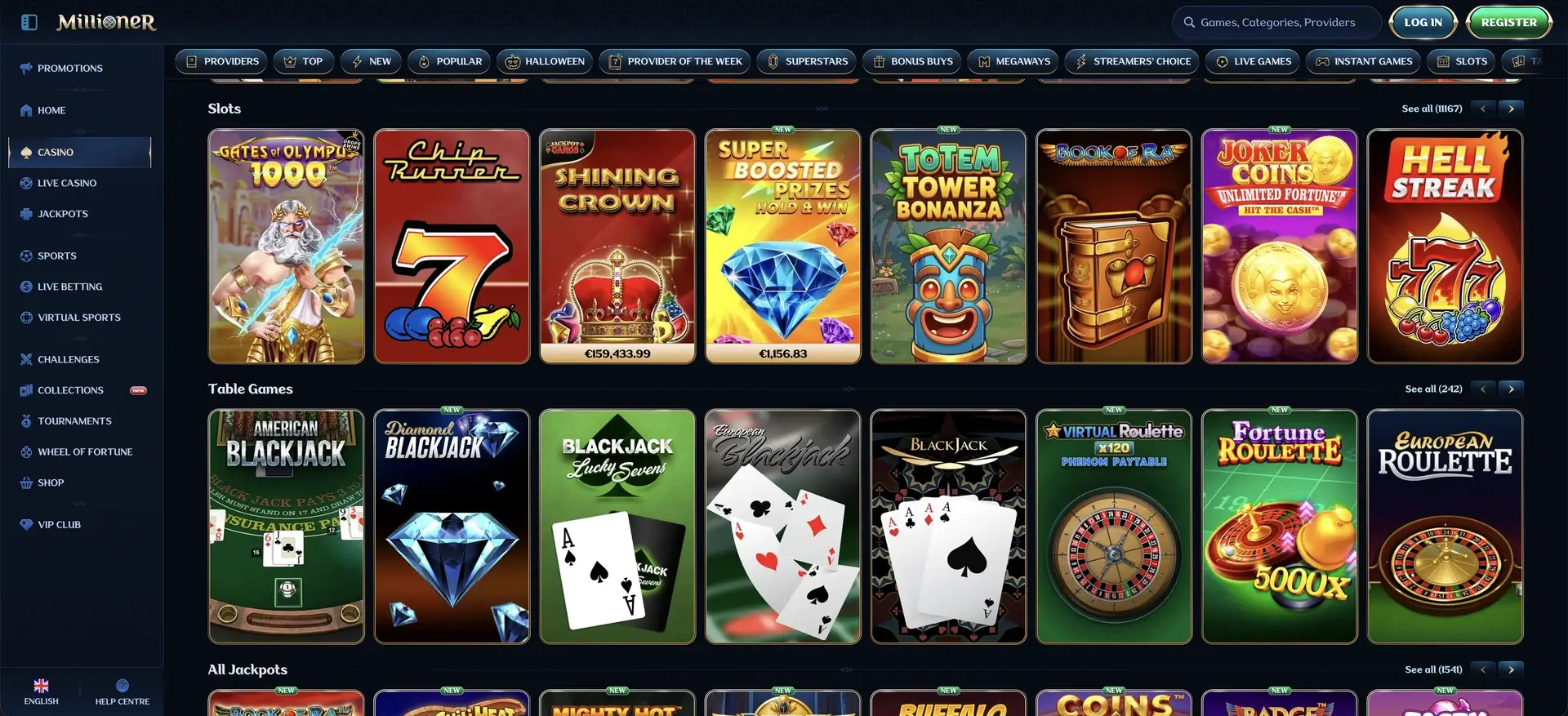 Machines Ă sous de Millioner Casino